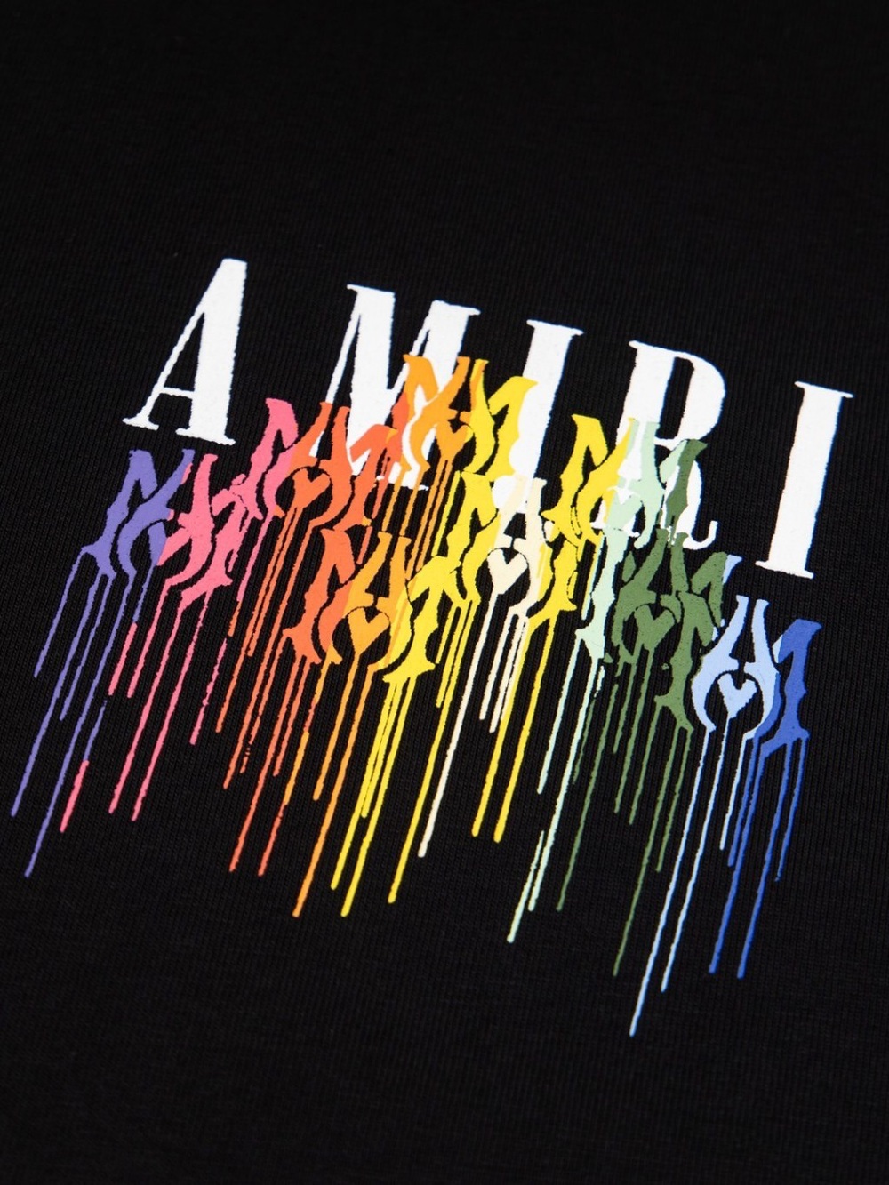 AMIRI Black Kids Tee with Rainbow Drip Logo - Picture 7 of 9
